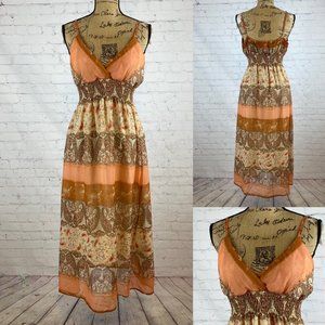 She’s Cool Semi Sheer Paisey Print Gold Detail Cami Dress